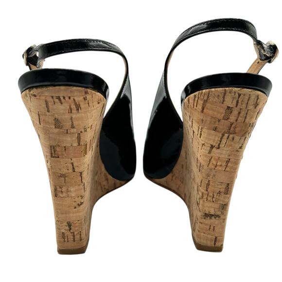 Pour La Victoire Women's Black Catina Patent Leather Wedge Heels Size 9 - Picture 7 of 12